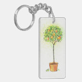 Waterverf citrusboom in potten sleutelhanger (Voorkant Links)
