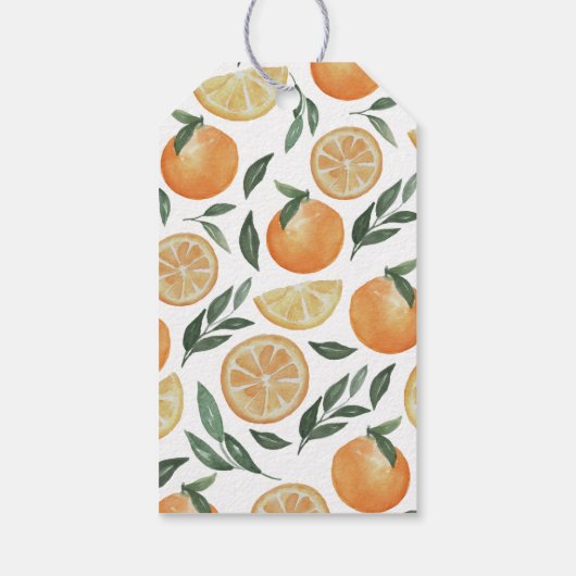 Waterverf citrusbruiloft. Garden floral bedankt Cadeaulabel (Achterkant)