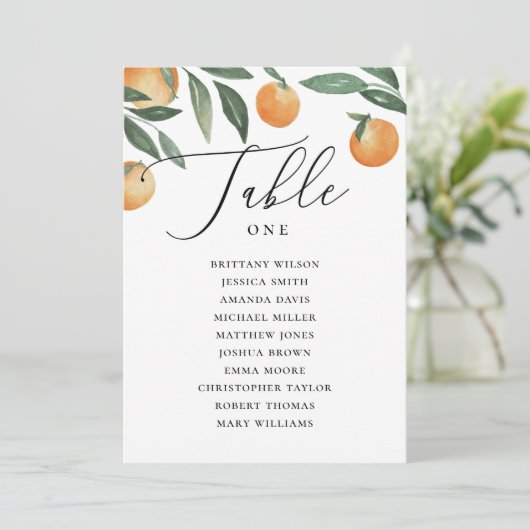 Waterverf citrusbruiloft. Kuifrooster Kaart (Staand voorkant)