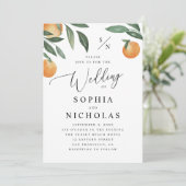 Waterverf citrusbruiloft. Sinaasappel zomerbloem Kaart (Staand voorkant)