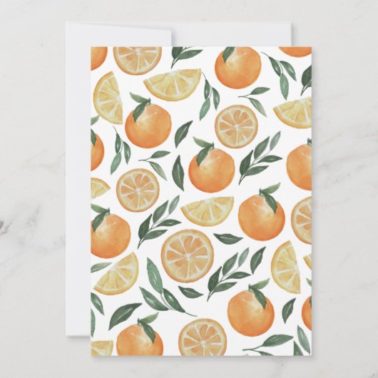 Waterverf citrusbruiloft. Sinaasappel zomerbloem Kaart (Achterkant)