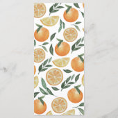 Waterverf citrusbruiloft. Sinaasappel zomerbloem Menu (Achterkant)