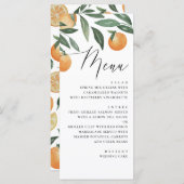 Waterverf citrusbruiloft. Sinaasappel zomerbloem Menu (Voorkant / Achterkant)