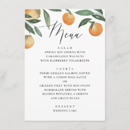 Waterverf citrusbruiloft. Zomerbloementuin Menu