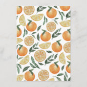 Waterverf citrusbruiloft. Zomerbloementuin Menu (Achterkant)