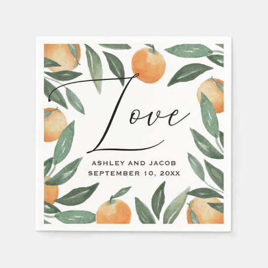 Waterverf citrusbruiloft. Zomerbloementuin Servet (Voorkant)