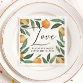 Waterverf citrusbruiloft. Zomerbloementuin Servet