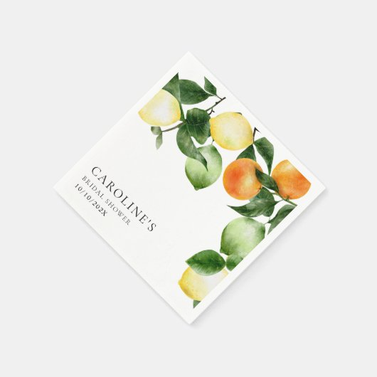 Waterverf Citrusfruit Bruiloftsborrel Servet (Hoek)