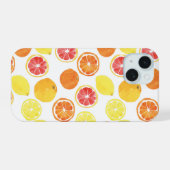 Waterverf citrusfruitpatroon iPhone 15 case (Achterkant horizontaal)