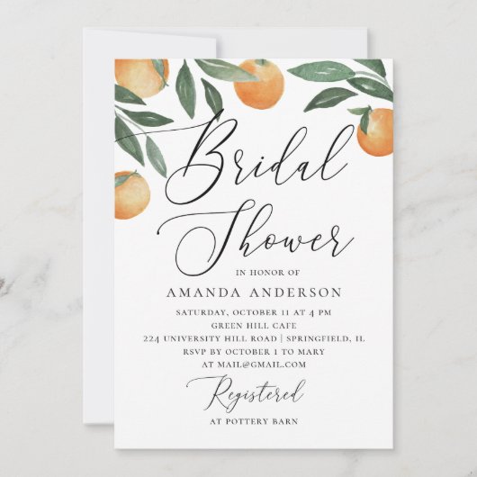 Waterverf citrustuinscriptie vrijgezellenfeest kaart (Voorkant)