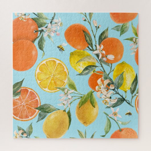 Waterverf Citrusvruchten: Hand getrokken Legpuzzel (Verticaal)