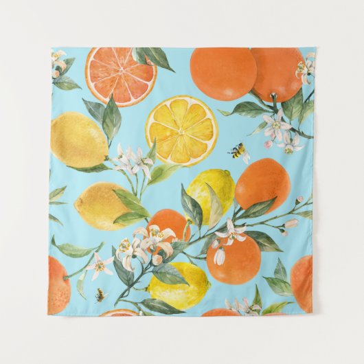 Waterverf Citrusvruchten: Hand getrokken Wandkleed (Voorkant (horizontaal))