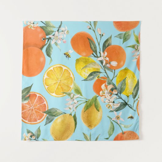 Waterverf Citrusvruchten: Hand getrokken Wandkleed (Voorkant)