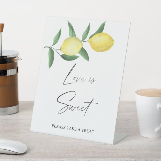 Waterverf citrusvruchten - liefde is lief, neem ee reclamebord met voetstuk (Insitu)