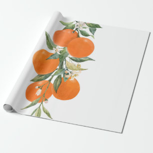 Waterverf citrusvruchten oranje citroen cadeaupapier