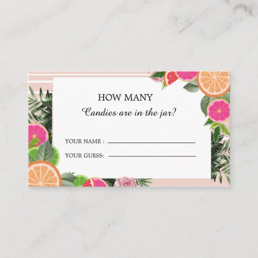 Waterverf citrusvruchten raden hoeveel snoepjes informatiekaartje (Voorkant)