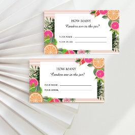 Waterverf citrusvruchten raden hoeveel snoepjes informatiekaartje