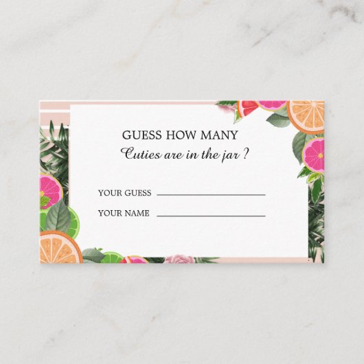 Waterverf citrusvruchten raden hoeveel steden informatiekaartje (Voorkant)