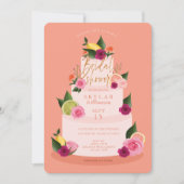 Waterverf Citus Bloemige 3 Laags Cake Bruidsdouche Kaart (Voorkant)