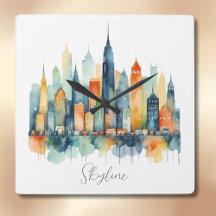 Waterverf City Skyline Modern Cool Urban Graphic