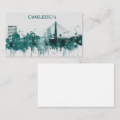 Waterverf City Skyline van Charleston Visitekaartje (Voorkant / Achterkant)