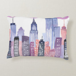 Waterverf CityScape Skyline Accent Kussen