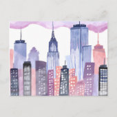 Waterverf CityScape Skyline Briefkaart (Voorkant)