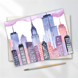 Waterverf CityScape Skyline Briefkaart