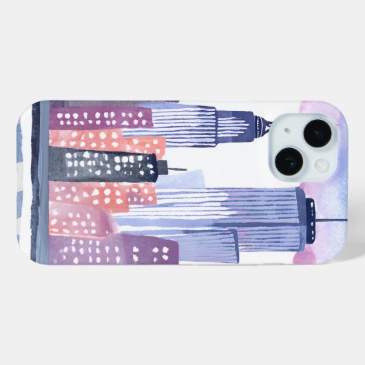 Waterverf CityScape Skyline Case-Mate iPhone Case (Achterkant (horizontaal))