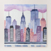 Waterverf CityScape Skyline Legpuzzel (Verticaal)