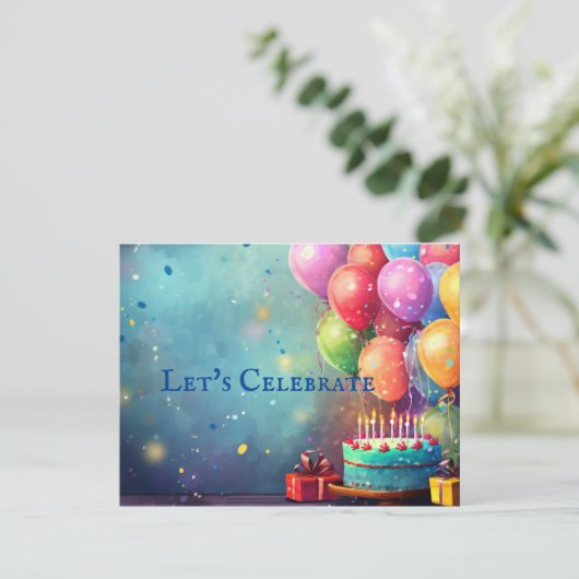 Waterverf Classic Balloon Verjaardagsfeestje Uitno Kaart (Staand voorkant)