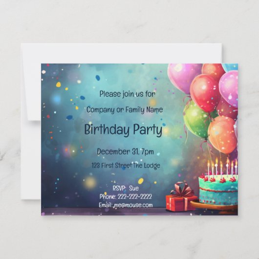Waterverf Classic Balloon Verjaardagsfeestje Uitno Kaart (Achterkant)