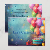 Waterverf Classic Balloon Verjaardagsfeestje Uitno Kaart (Voorkant / Achterkant)