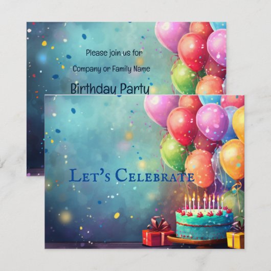 Waterverf Classic Balloon Verjaardagsfeestje Uitno Kaart (Voorkant / Achterkant)