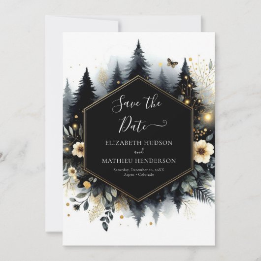 Waterverf Classic Enchanted Forest Wedding Save The Date (Voorkant)