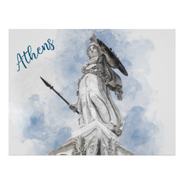 Waterverf Classic Grieks standbeeld Athena Fotoafd Foto Afdruk