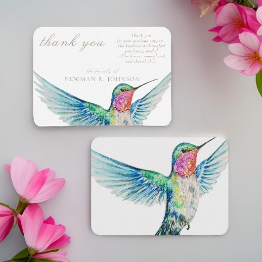 Waterverf Classic Hummingbird Memorial Dank u Notitiekaartje