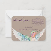 Waterverf Classic Hummingbird Memorial Dank u Notitiekaartje (Voorkant)