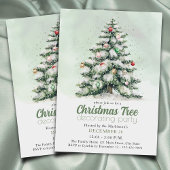 Waterverf Classic Kerstboom Decorating Party Kaart