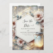 Waterverf Classic Mason Jar Wedding Save The Date (Voorkant / Achterkant)