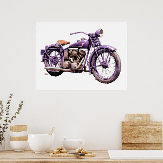 Waterverf  Classic Motorcycle Poster (Keuken)