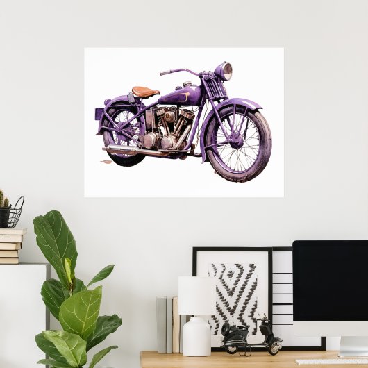 Waterverf  Classic Motorcycle Poster (Thuiskantoor)