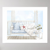 Waterverf Classic Patriotic Americana Porch Swing Poster (Voorkant)