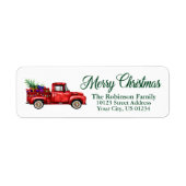 Waterverf Classic Red Truck Merry Kerstry Etiket (Voorkant)
