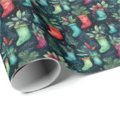 Waterverf Classic rood groen kerstkous Cadeaupapier (Rol Hoek)