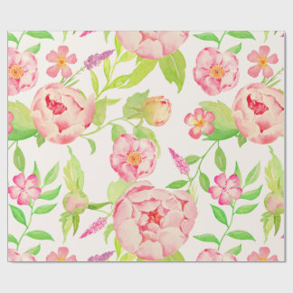 Waterverf classic roze pioen Inpakpapier