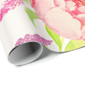 Waterverf classic roze pioen Inpakpapier (Rol Hoek)