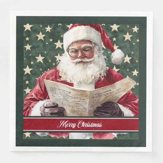 Waterverf Classic Santa Claus Papieren servetten (Voorkant)