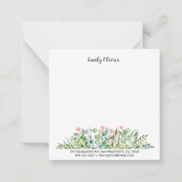 Waterverf Classy Greenery Aangepaste Naam en Adres Notitiekaartje