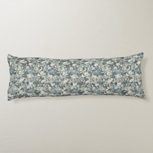 Waterverf Clematis Floral Pattern Blue Grey Sage Lichaamskussen (Achterkant)